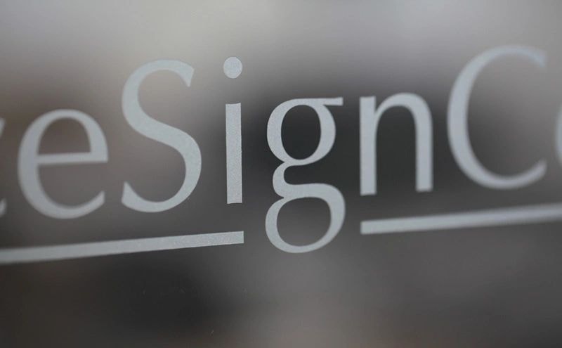 Frosted glass etched window lettering